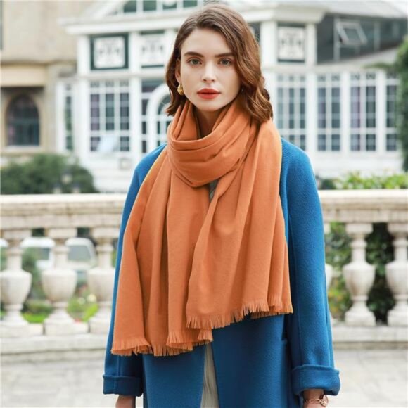 Women Pashmina Shawl Wraps for Party Orange - Picture 2 of 6